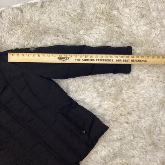 Calvin Klein Black Down Puffer Coat Hooded Large Black Leopard Print Lining Warm - Picture 12 of 13